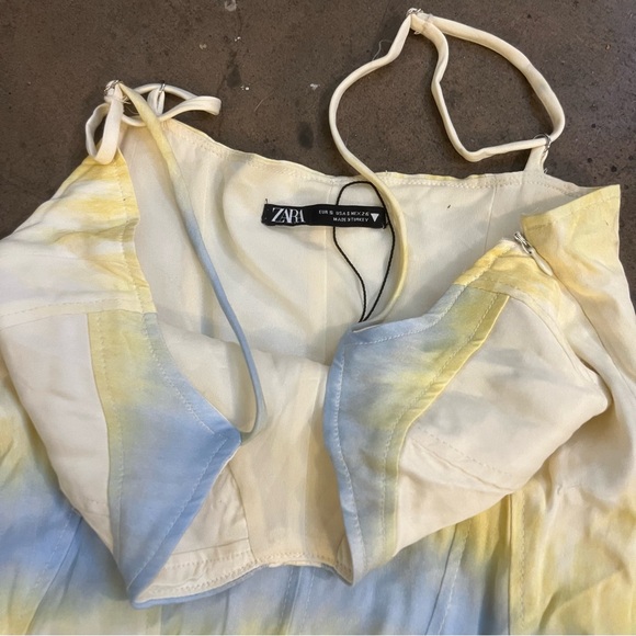 Zara Tie Dye V-Neck Spaghetti Strap Satin Effect Bodysuit Size Small- OBO - Picture 3 of 8